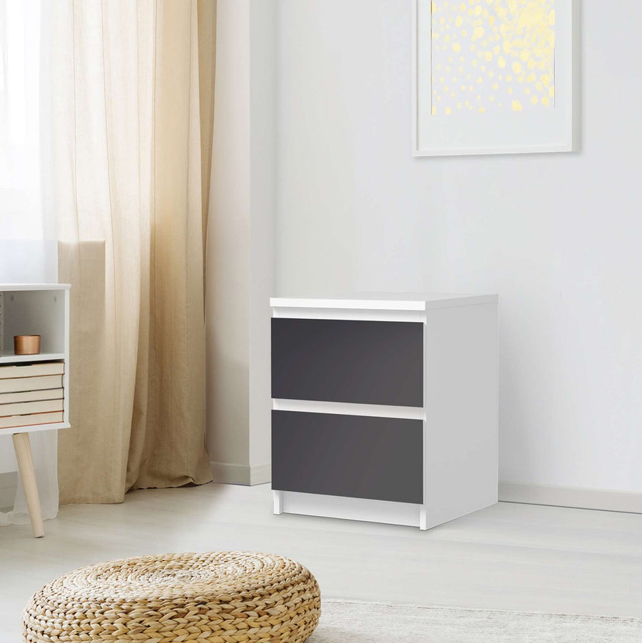 Möbelfolie Grau Dark - IKEA Malm Kommode 2 Schubladen - Schlafzimmer