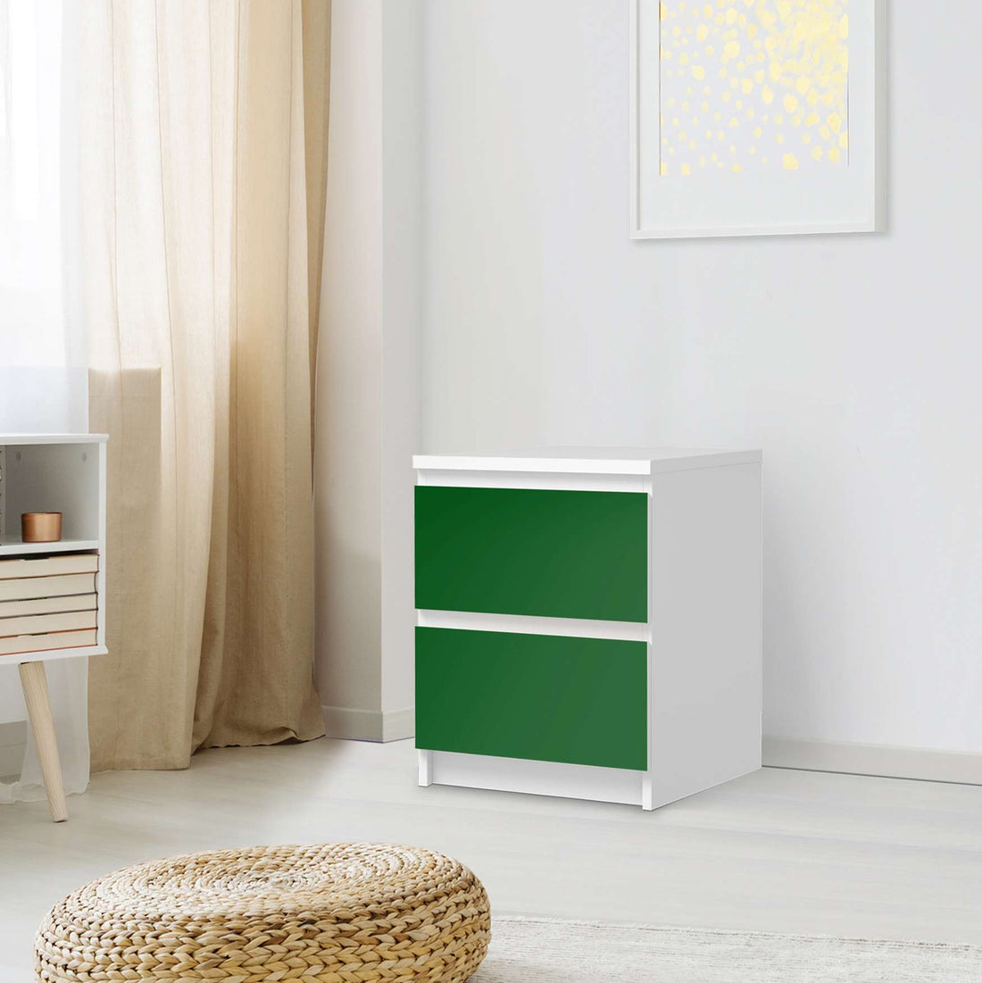 Möbelfolie Grün Dark - IKEA Malm Kommode 2 Schubladen - Schlafzimmer