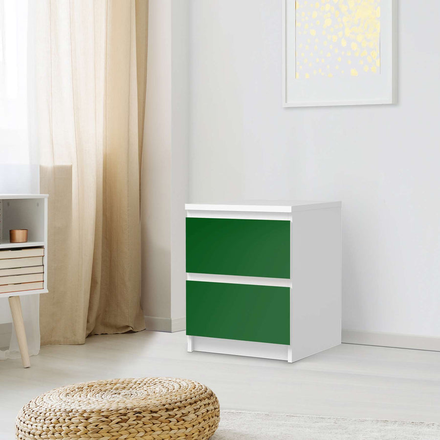 Möbelfolie Grün Dark - IKEA Malm Kommode 2 Schubladen - Schlafzimmer