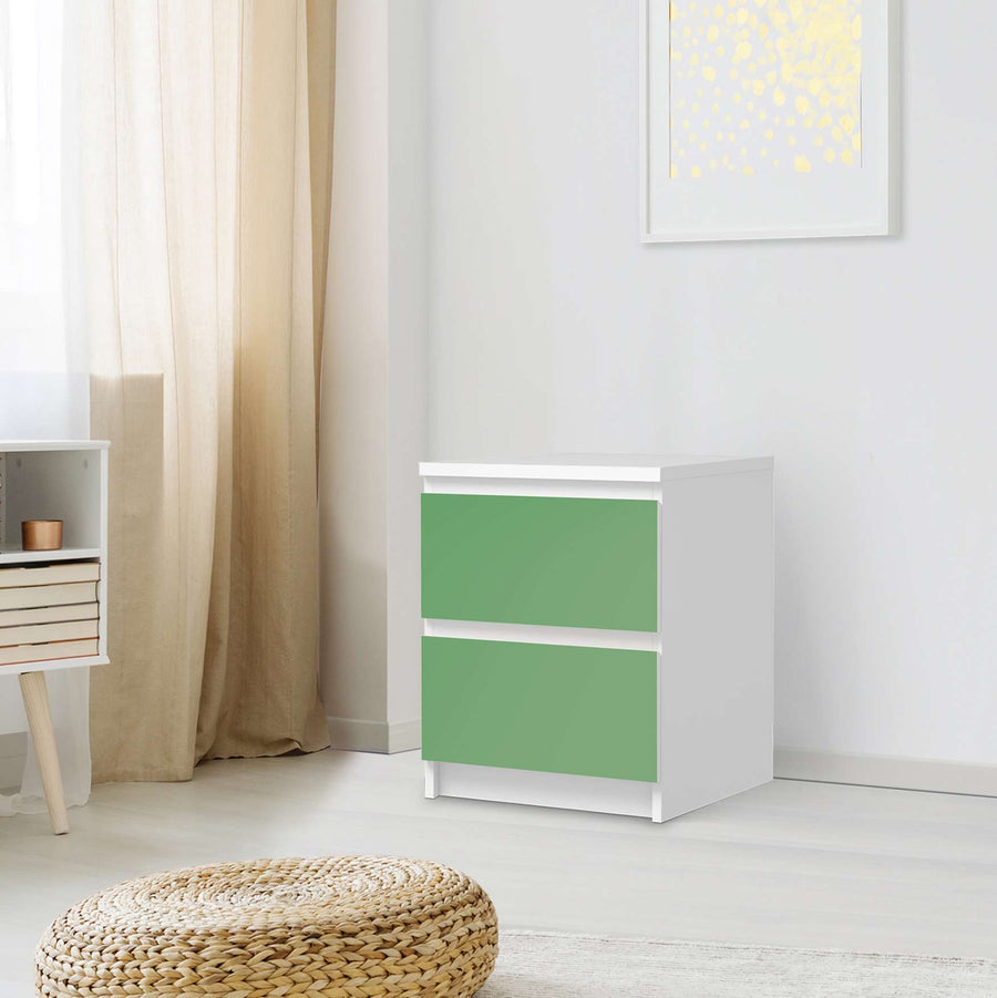 Möbelfolie Grün Light - IKEA Malm Kommode 2 Schubladen - Schlafzimmer