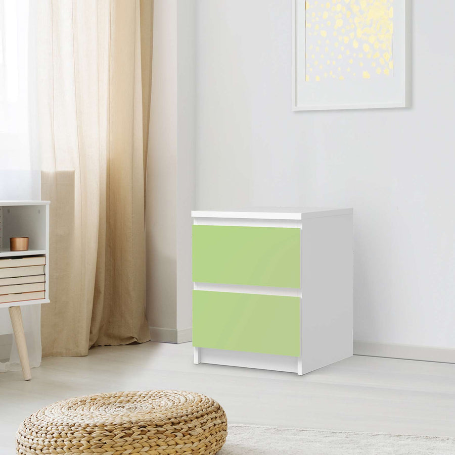 Möbelfolie Hellgrün Light - IKEA Malm Kommode 2 Schubladen - Schlafzimmer
