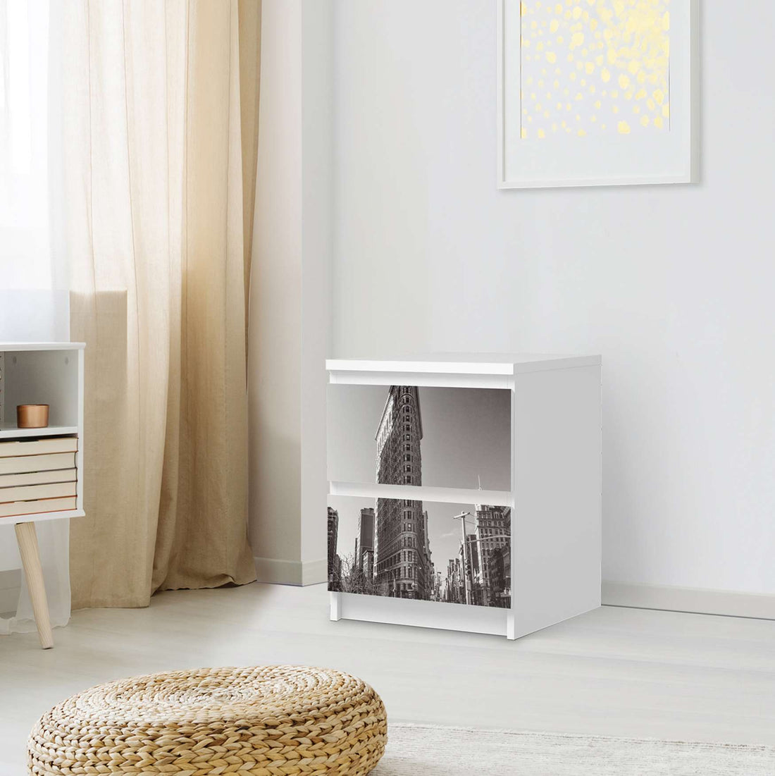 Möbelfolie Manhattan - IKEA Malm Kommode 2 Schubladen - Schlafzimmer