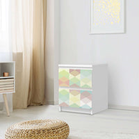 Möbelfolie Melitta Pastell Geometrie - IKEA Malm Kommode 2 Schubladen - Schlafzimmer
