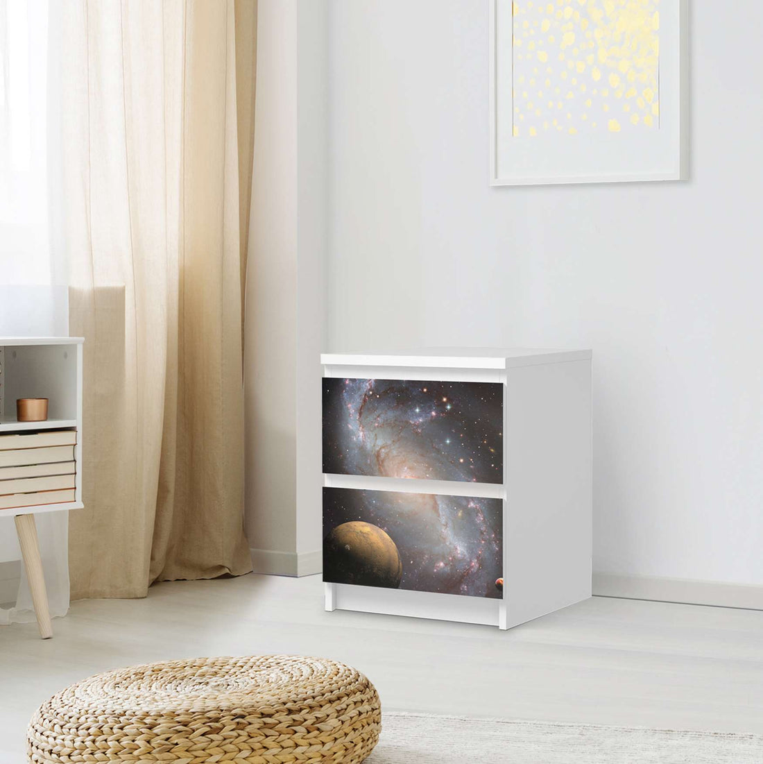 Möbelfolie Milky Way - IKEA Malm Kommode 2 Schubladen - Schlafzimmer