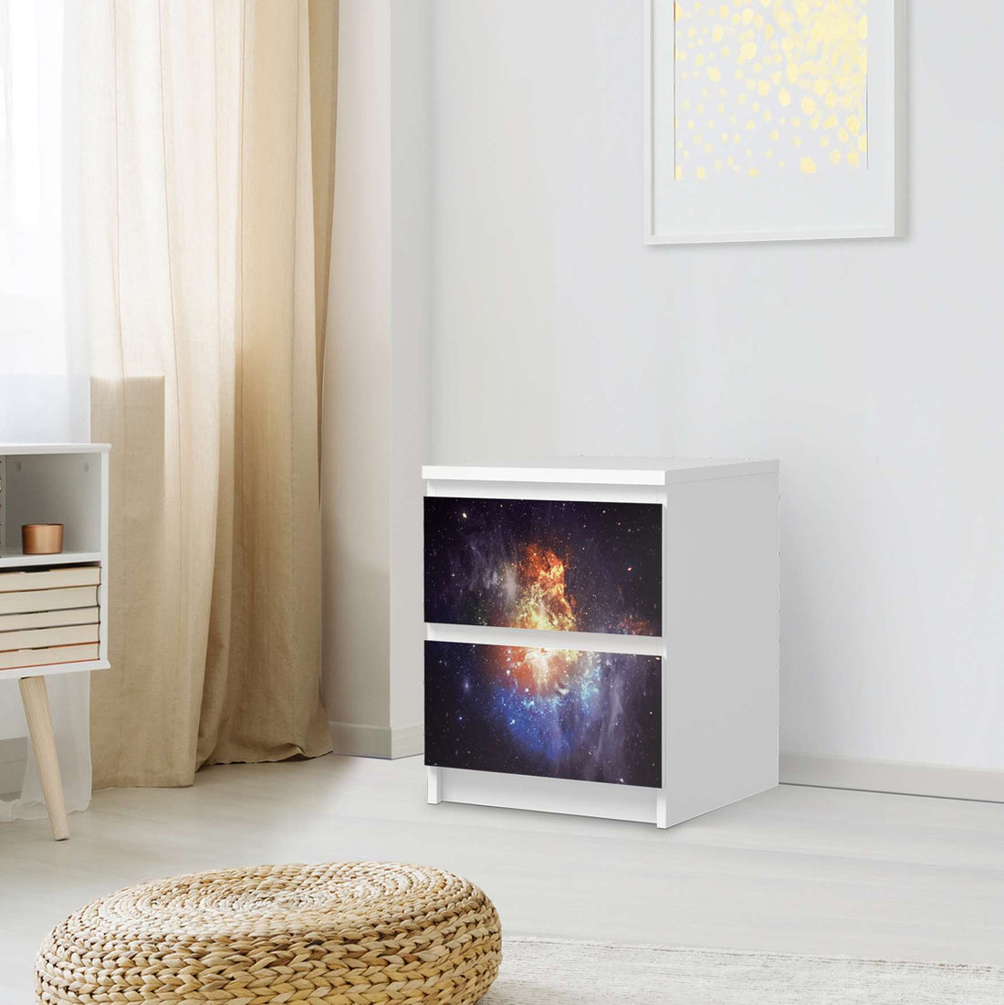 Möbelfolie Nebula - IKEA Malm Kommode 2 Schubladen - Schlafzimmer