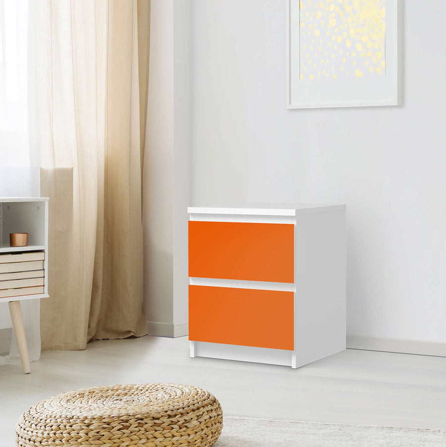Möbelfolie Orange Dark - IKEA Malm Kommode 2 Schubladen - Schlafzimmer