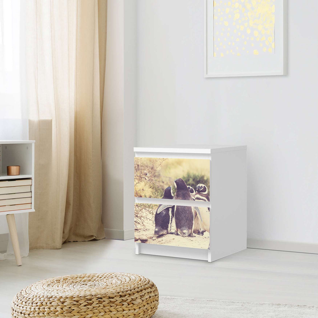 Möbelfolie Pingu Friendship - IKEA Malm Kommode 2 Schubladen - Schlafzimmer