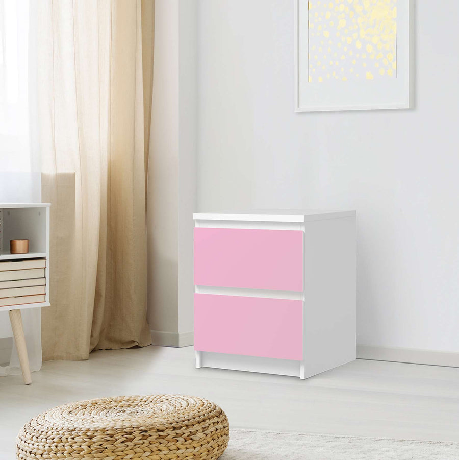 Möbelfolie Pink Light - IKEA Malm Kommode 2 Schubladen - Schlafzimmer
