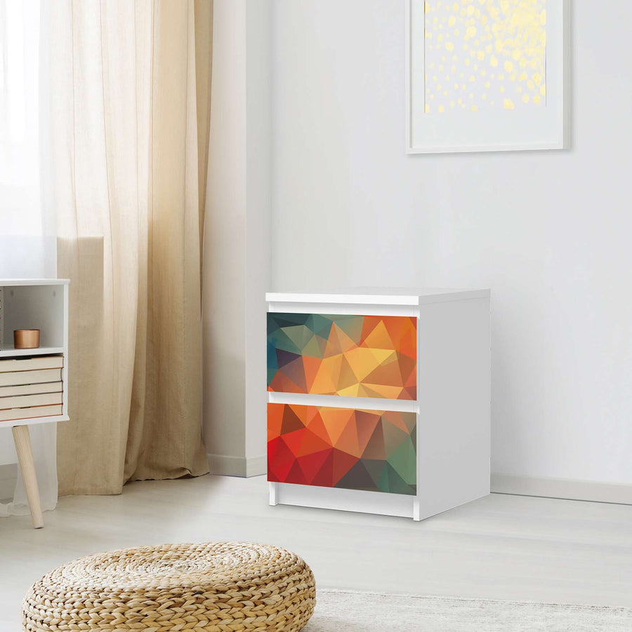 Möbelfolie Polygon - IKEA Malm Kommode 2 Schubladen - Schlafzimmer