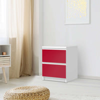 Möbelfolie Rot Dark - IKEA Malm Kommode 2 Schubladen - Schlafzimmer