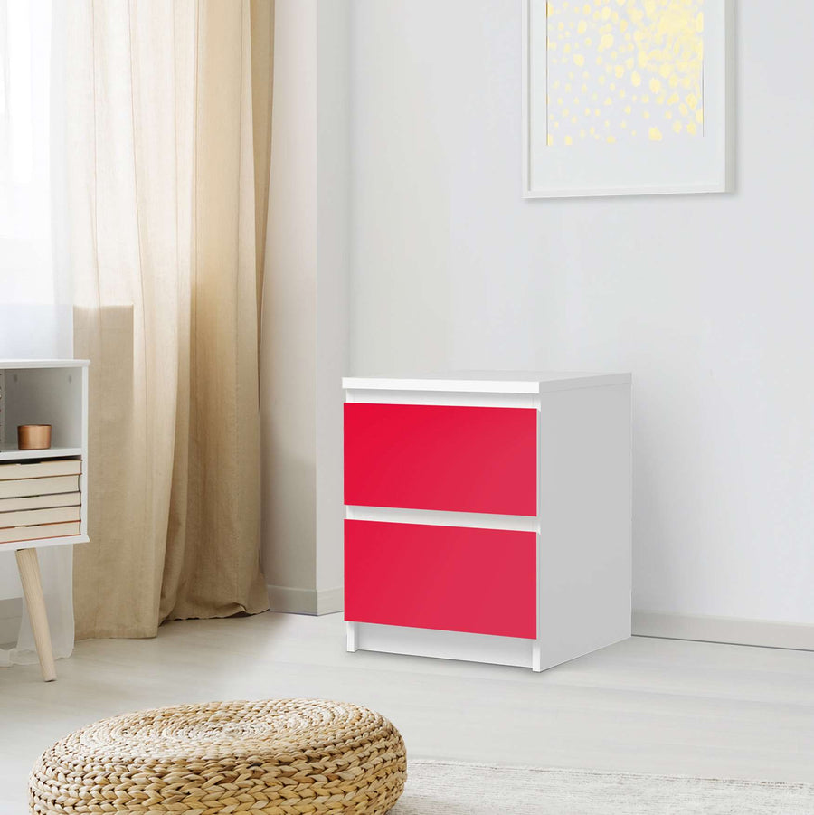 Möbelfolie Rot Light - IKEA Malm Kommode 2 Schubladen - Schlafzimmer