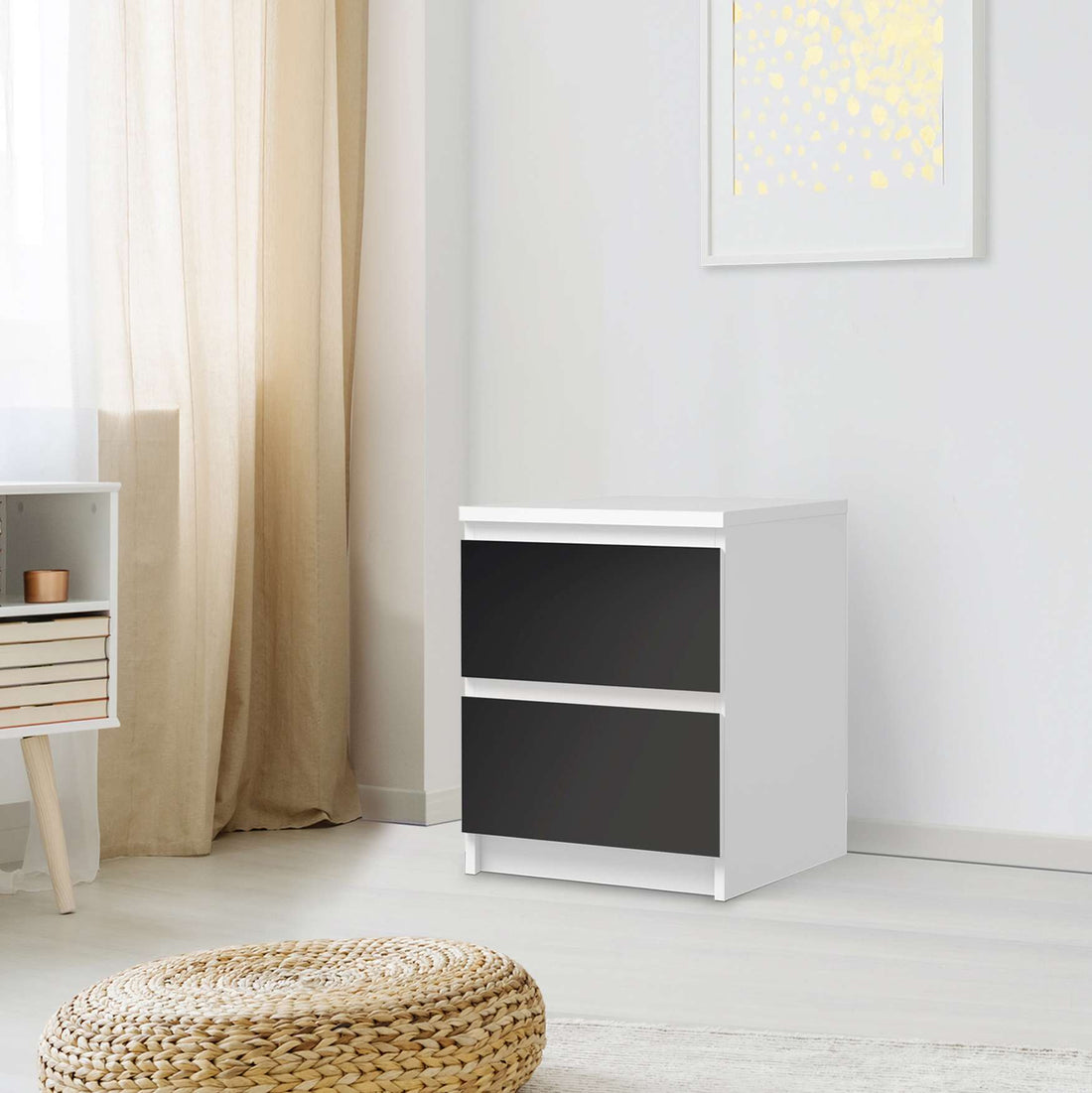 Möbelfolie Schwarz - IKEA Malm Kommode 2 Schubladen - Schlafzimmer