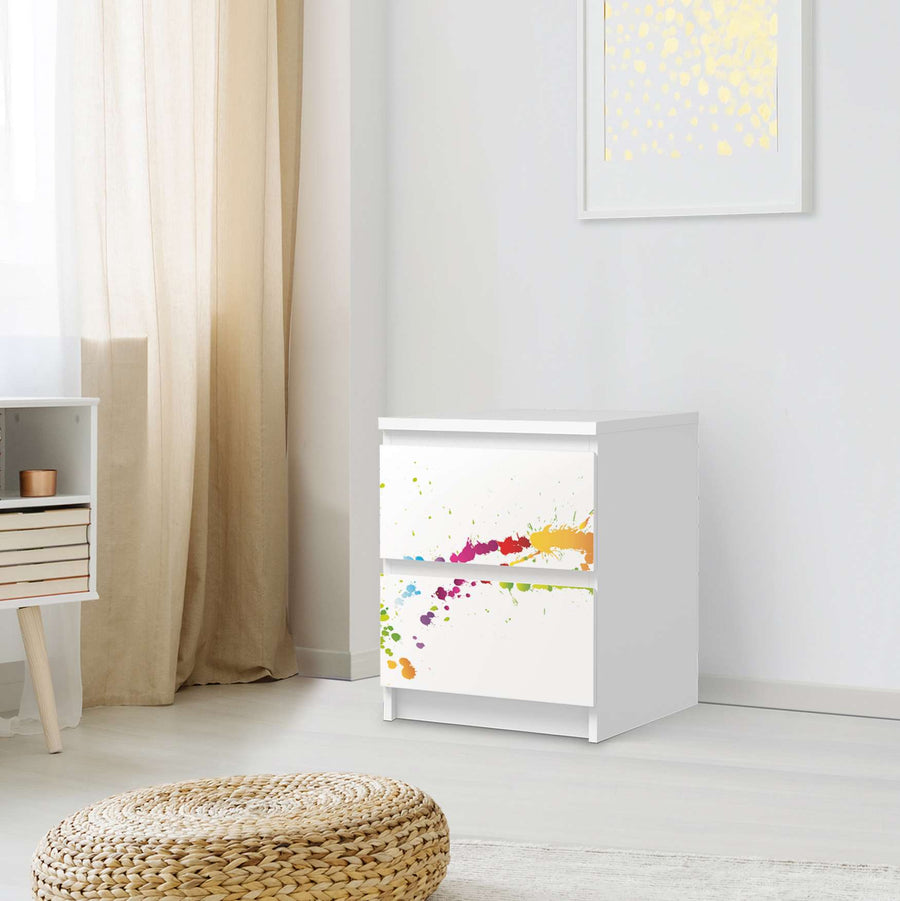 Möbelfolie Splash 2 - IKEA Malm Kommode 2 Schubladen - Schlafzimmer