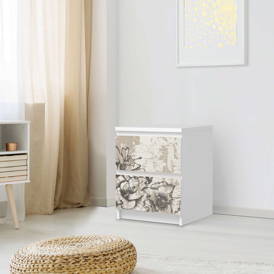Möbelfolie Styleful Vintage 1 - IKEA Malm Kommode 2 Schubladen - Schlafzimmer