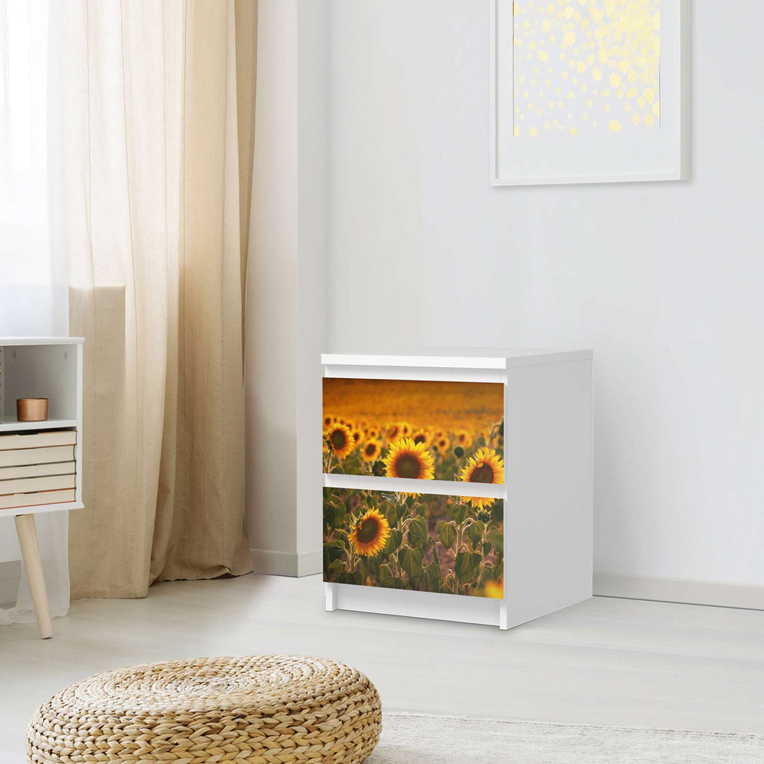Möbelfolie Sunflowers - IKEA Malm Kommode 2 Schubladen - Schlafzimmer