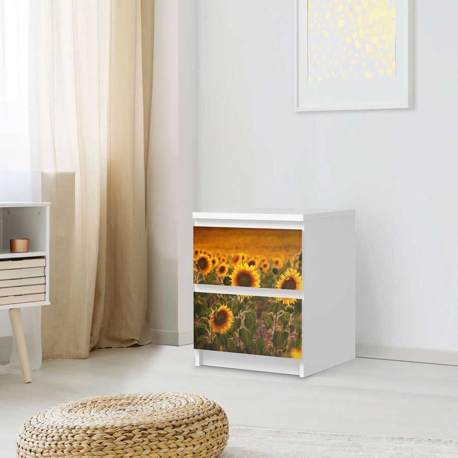 Möbelfolie Sunflowers - IKEA Malm Kommode 2 Schubladen - Schlafzimmer
