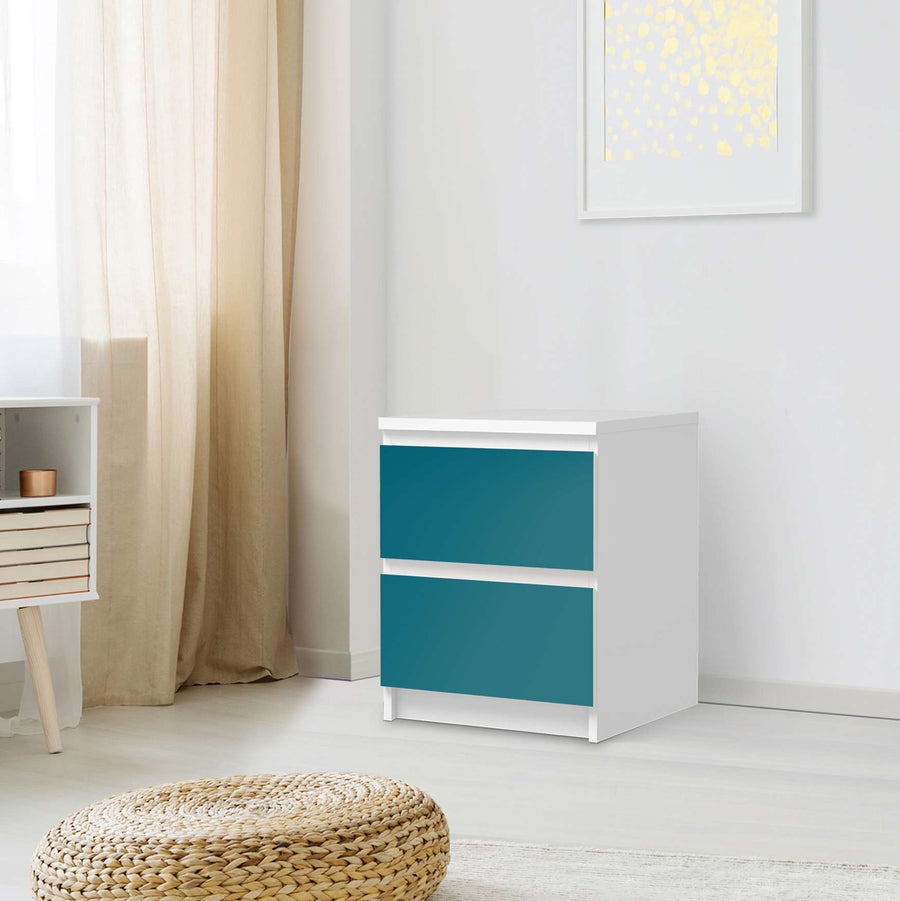 Möbelfolie Türkisgrün Dark - IKEA Malm Kommode 2 Schubladen - Schlafzimmer