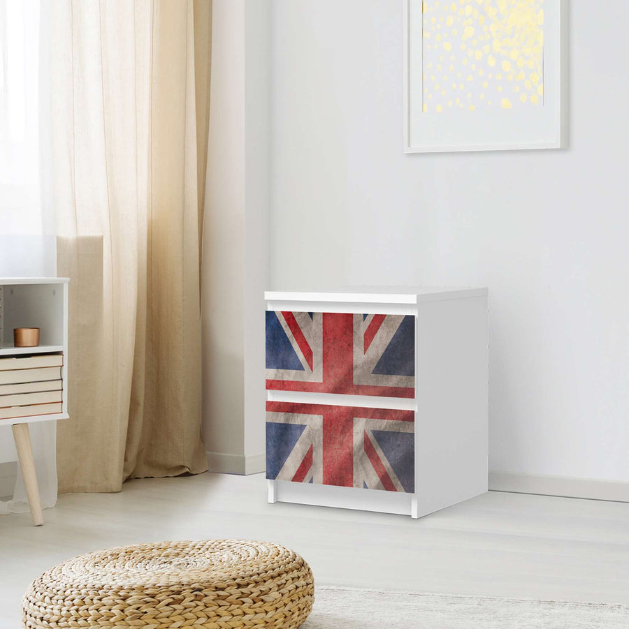 Möbelfolie Union Jack - IKEA Malm Kommode 2 Schubladen - Schlafzimmer