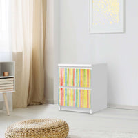 Möbelfolie Watercolor Stripes - IKEA Malm Kommode 2 Schubladen - Schlafzimmer