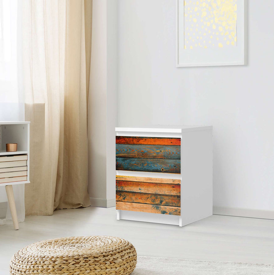 Möbelfolie Wooden - IKEA Malm Kommode 2 Schubladen - Schlafzimmer