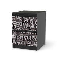 Möbelfolie Alphabet - IKEA Malm Kommode 2 Schubladen - schwarz