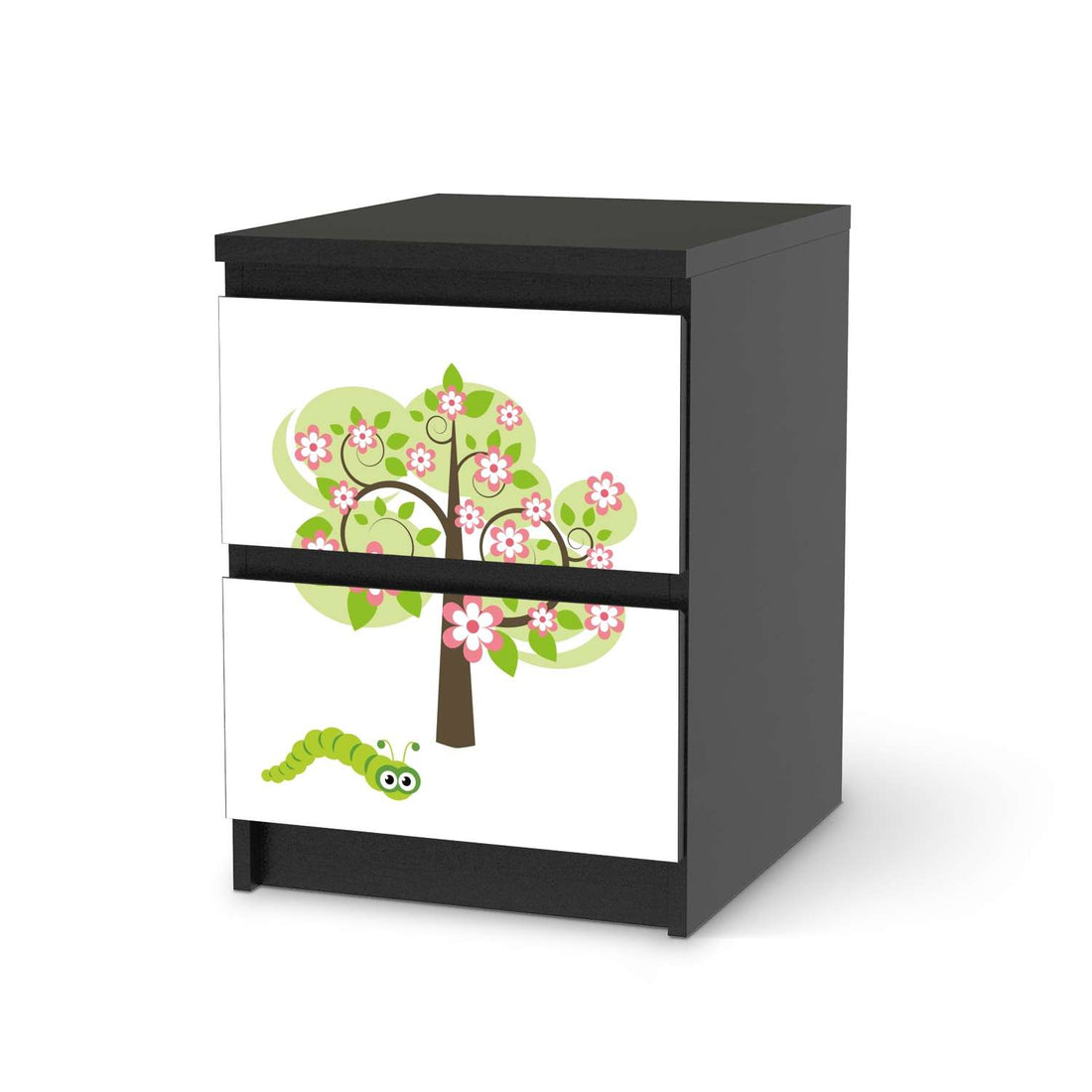 Möbelfolie Blooming Tree - IKEA Malm Kommode 2 Schubladen - schwarz