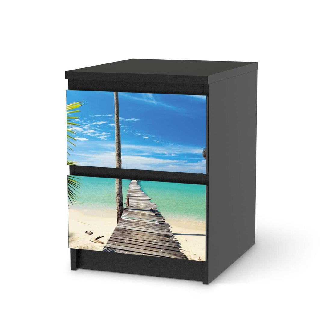 Möbelfolie Blue Water - IKEA Malm Kommode 2 Schubladen - schwarz