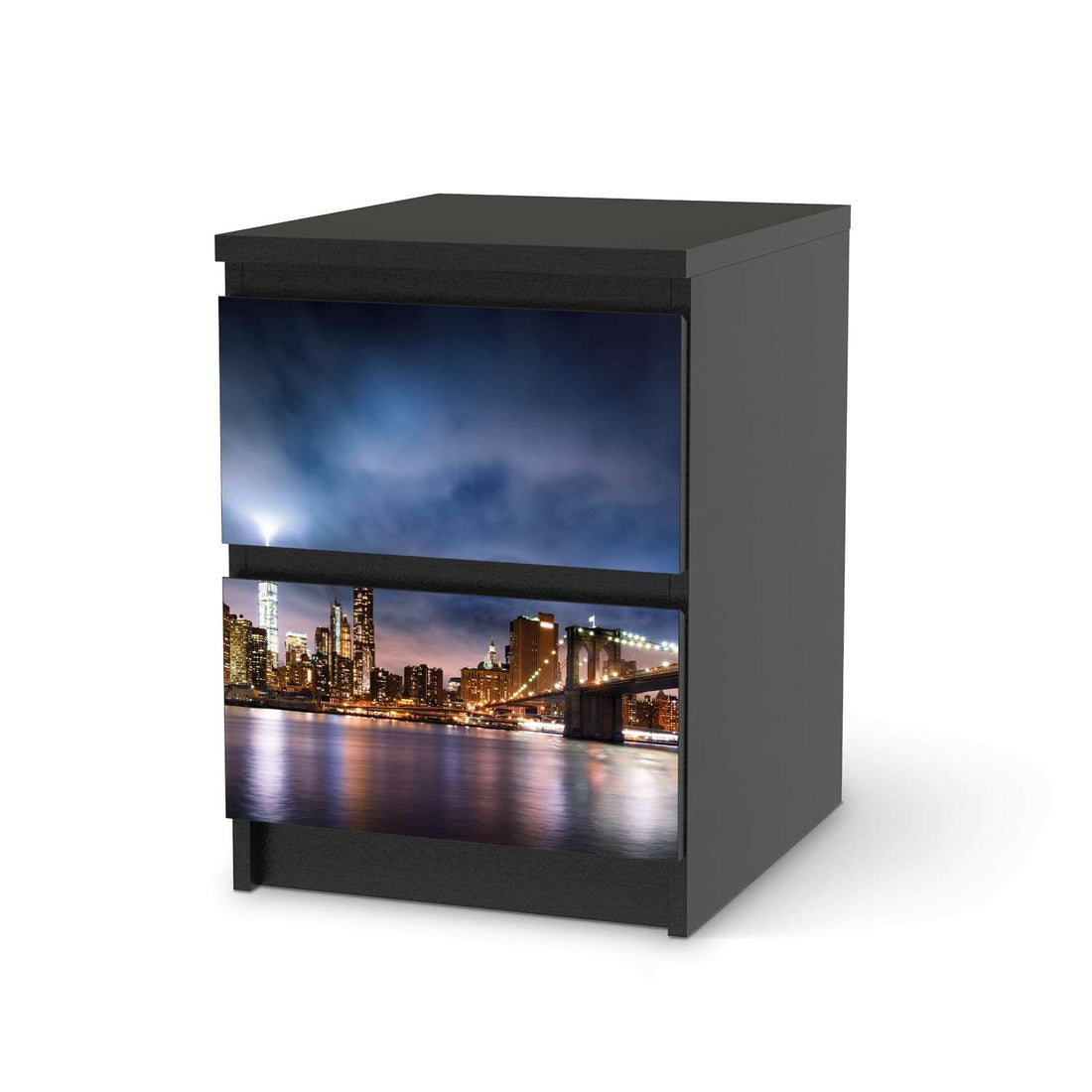 Möbelfolie Brooklyn Bridge - IKEA Malm Kommode 2 Schubladen - schwarz