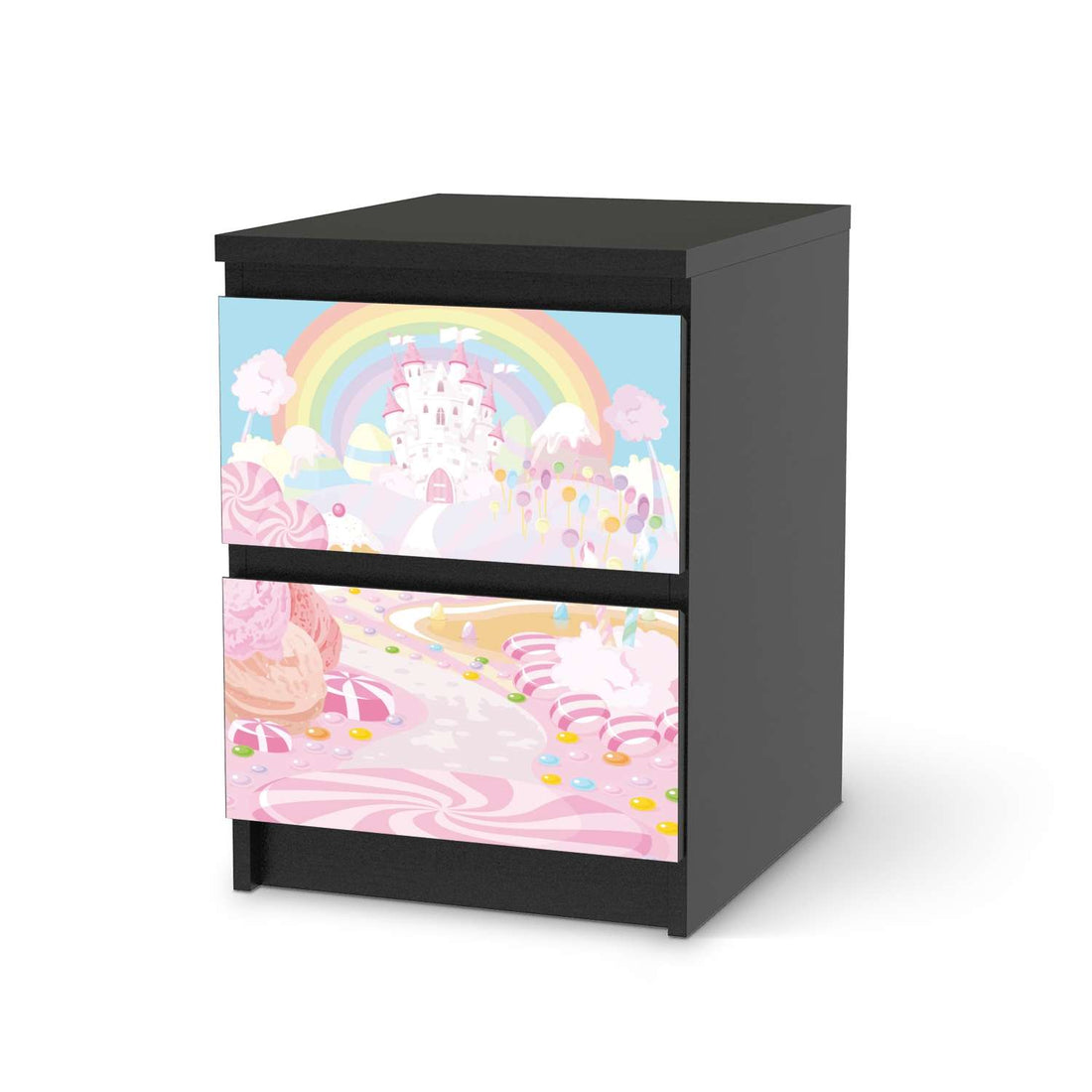 Möbelfolie Candyland - IKEA Malm Kommode 2 Schubladen - schwarz
