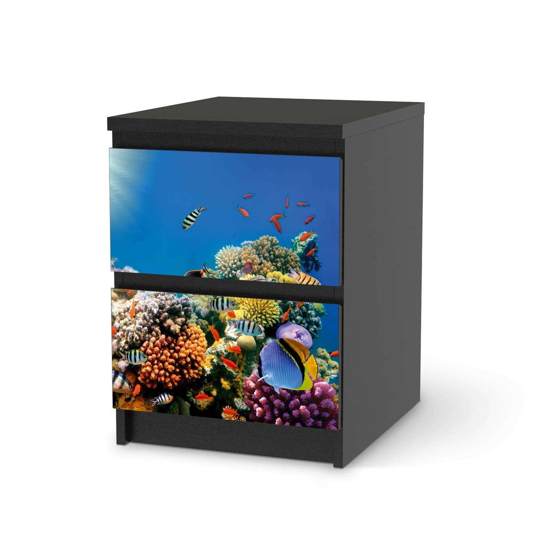 Möbelfolie Coral Reef - IKEA Malm Kommode 2 Schubladen - schwarz