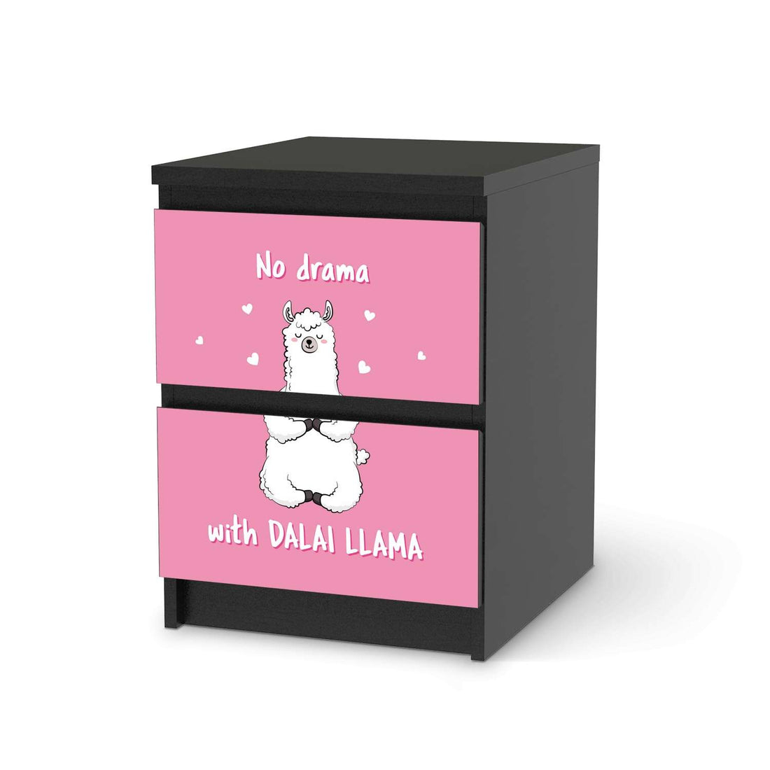 Möbelfolie Dalai Llama - IKEA Malm Kommode 2 Schubladen - schwarz
