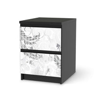 Möbelfolie Florals Plain 2 - IKEA Malm Kommode 2 Schubladen - schwarz