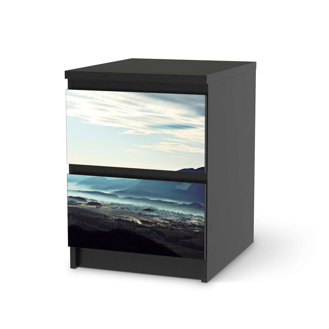 Möbelfolie Fog Village - IKEA Malm Kommode 2 Schubladen - schwarz