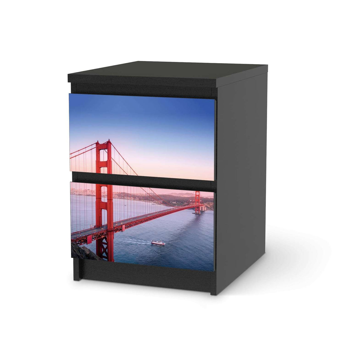 Möbelfolie Golden Gate - IKEA Malm Kommode 2 Schubladen - schwarz
