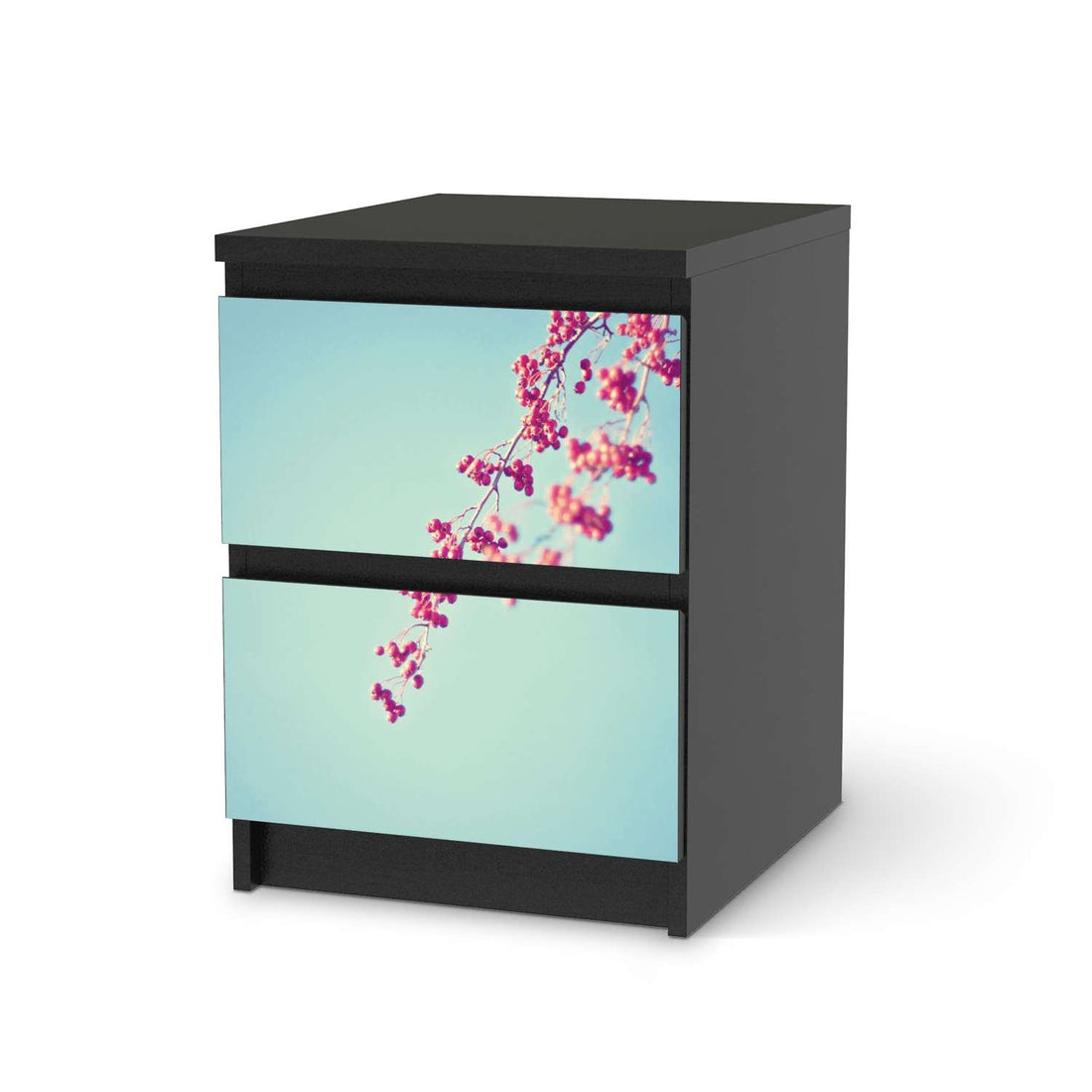 Möbelfolie Ikebana für Anfänger - IKEA Malm Kommode 2 Schubladen - schwarz