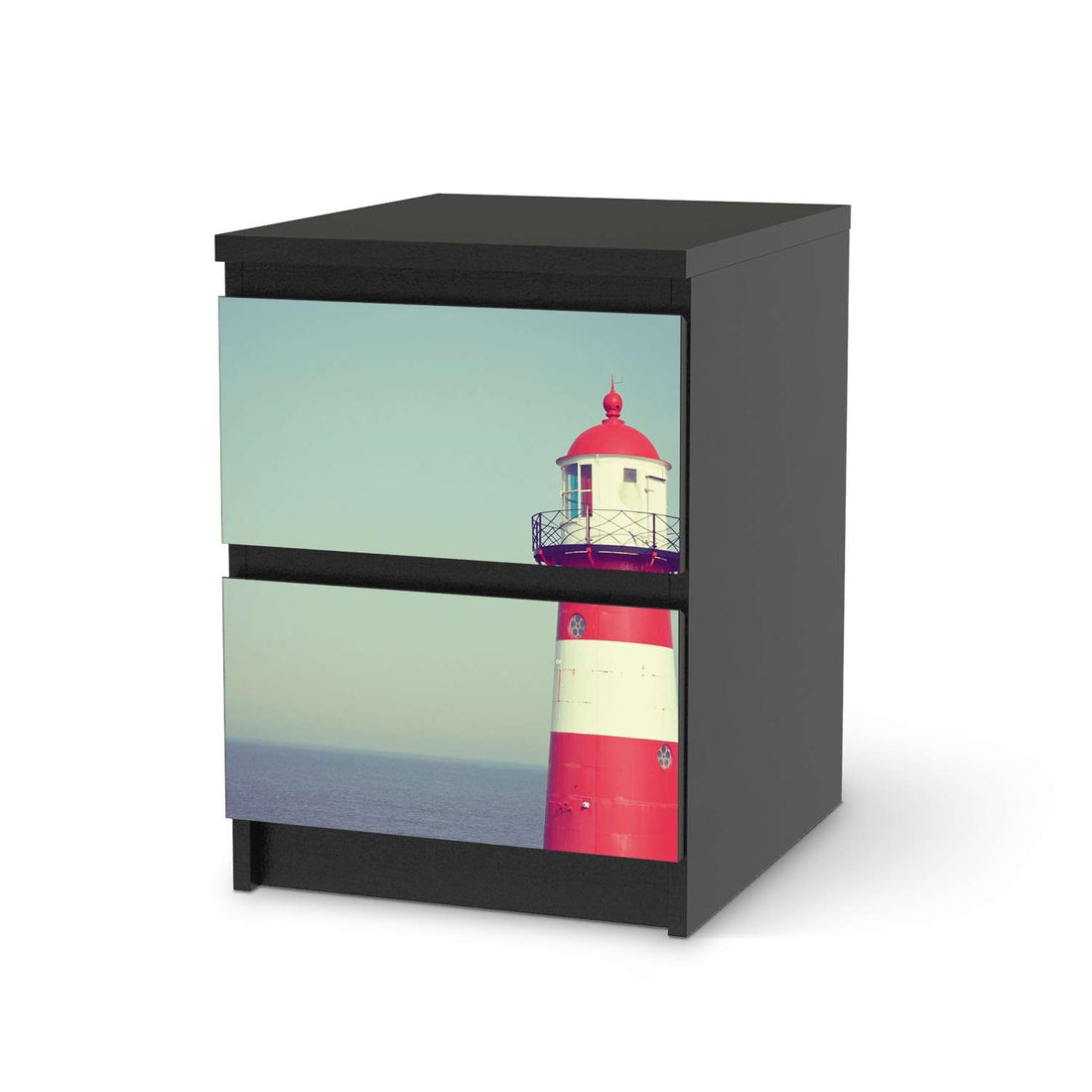 Möbelfolie Leuchtturm - IKEA Malm Kommode 2 Schubladen - schwarz