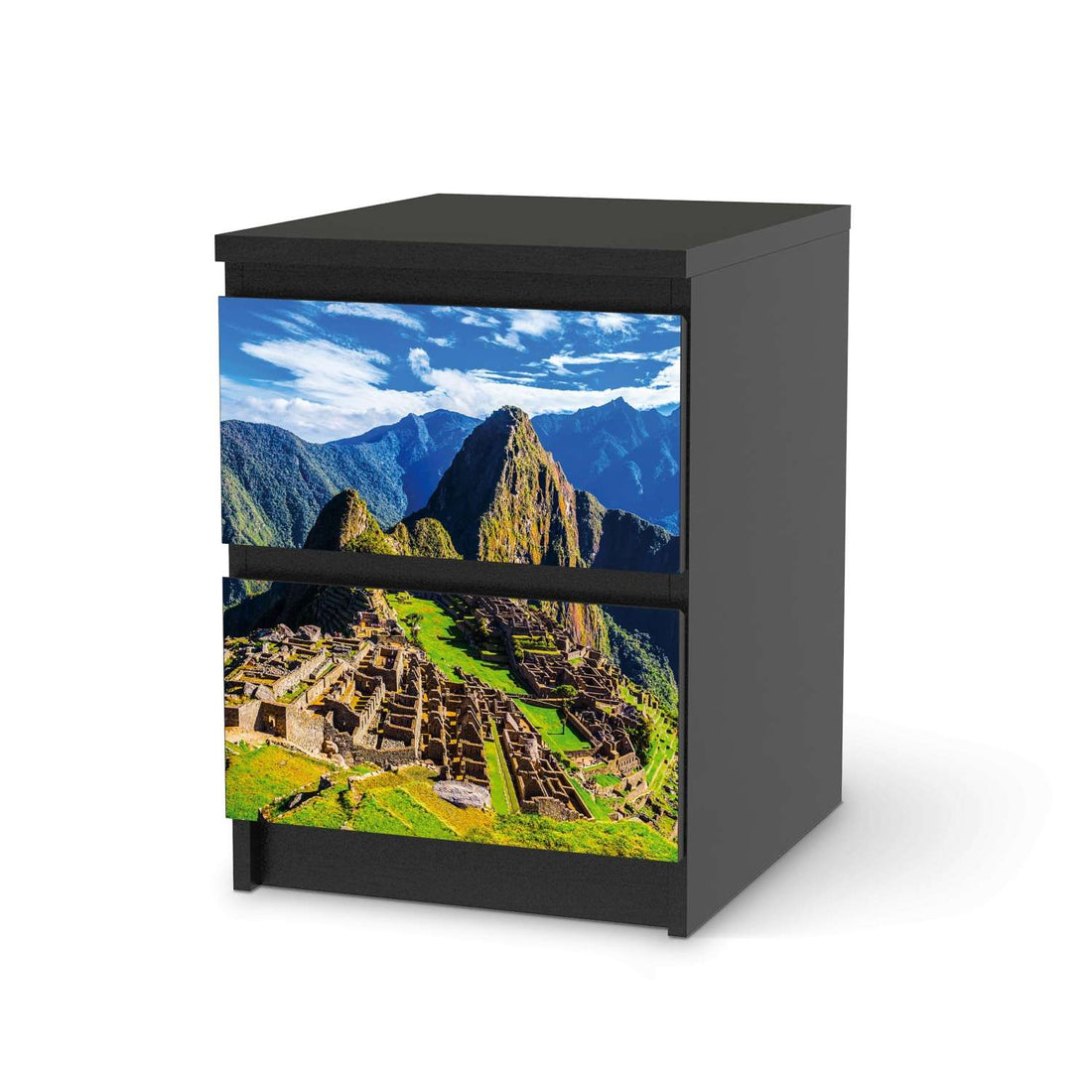 Möbelfolie Machu Picchu - IKEA Malm Kommode 2 Schubladen - schwarz
