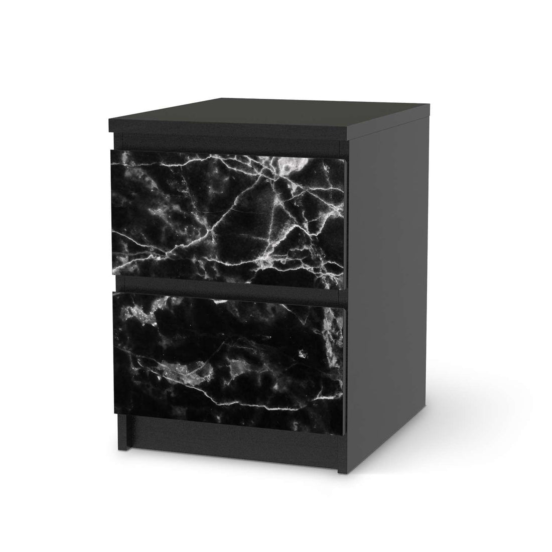 Möbelfolie Marmor schwarz - IKEA Malm Kommode 2 Schubladen - schwarz