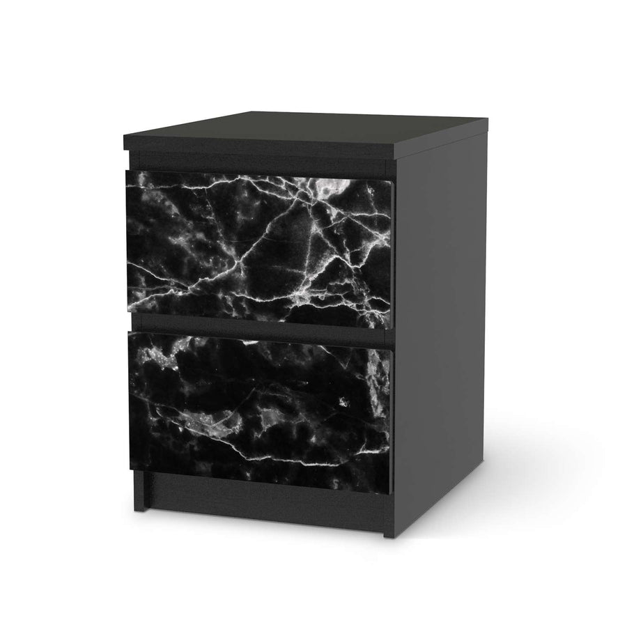 Möbelfolie Marmor schwarz - IKEA Malm Kommode 2 Schubladen - schwarz