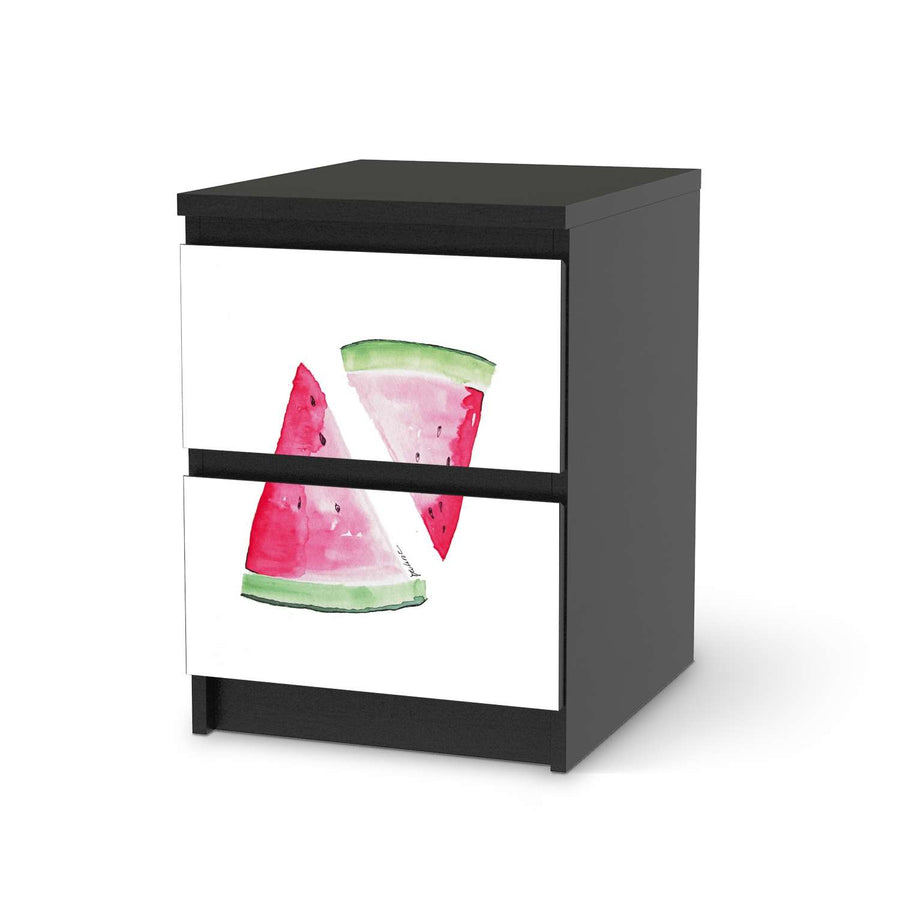 Möbelfolie Melone - IKEA Malm Kommode 2 Schubladen - schwarz