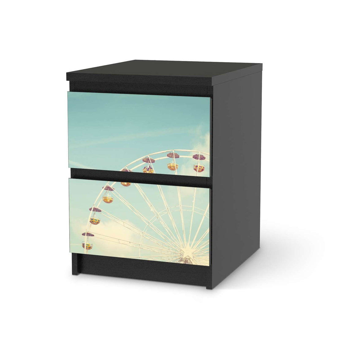 Möbelfolie Merry go round - IKEA Malm Kommode 2 Schubladen - schwarz