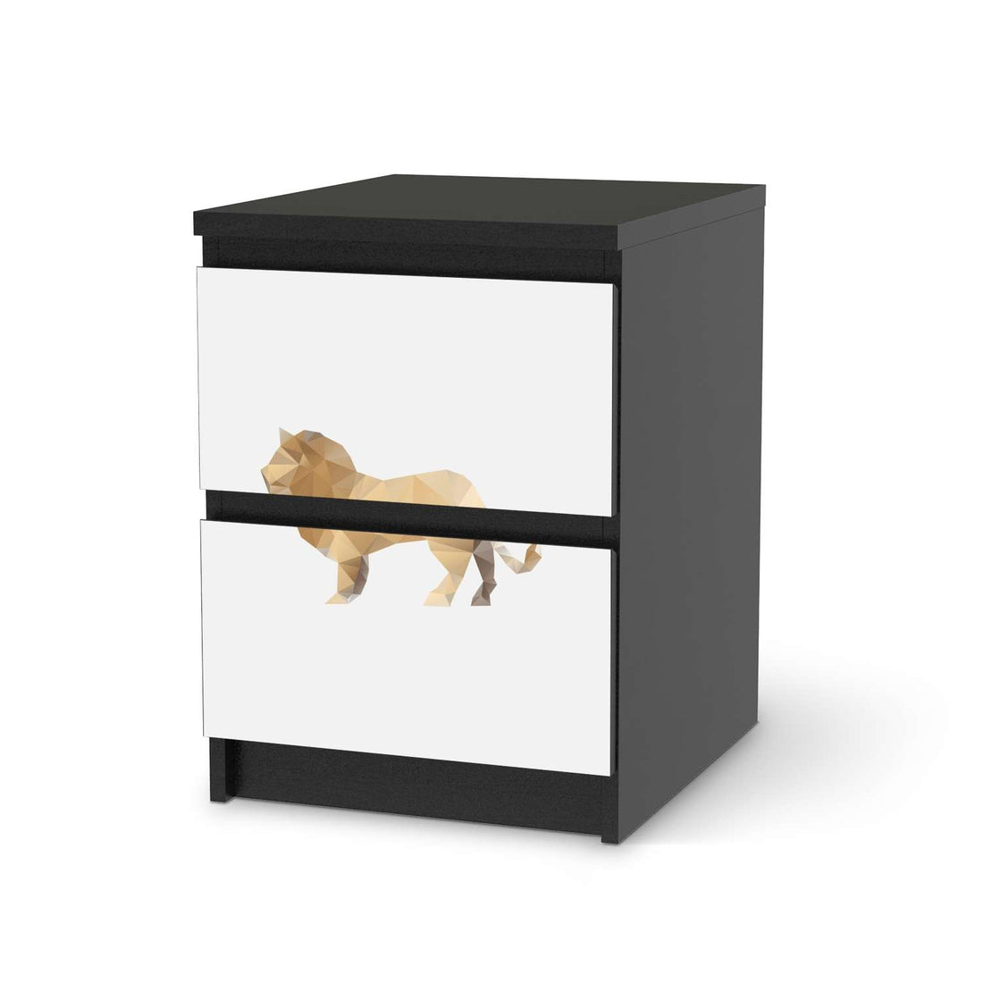 Möbelfolie Origami Lion - IKEA Malm Kommode 2 Schubladen - schwarz