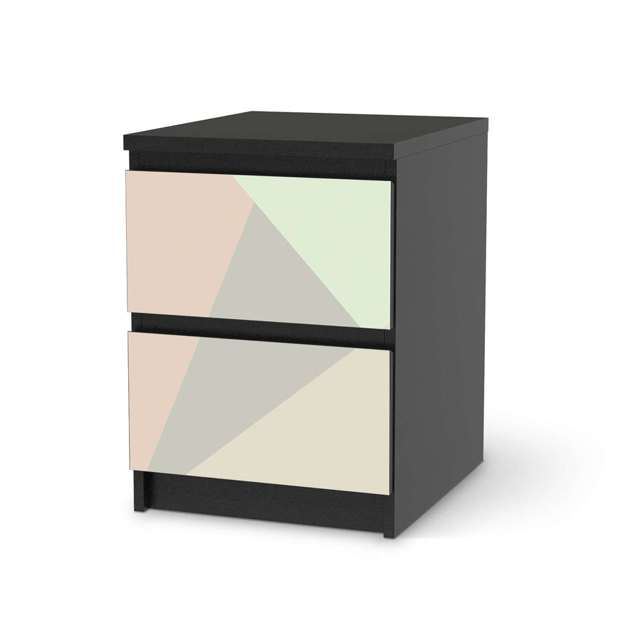 Möbelfolie Pastell Geometrik - IKEA Malm Kommode 2 Schubladen - schwarz