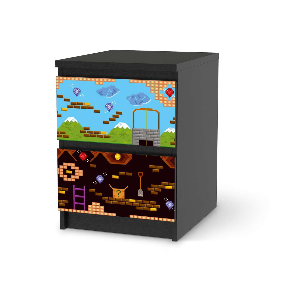 Möbelfolie Pixelmania - IKEA Malm Kommode 2 Schubladen - schwarz