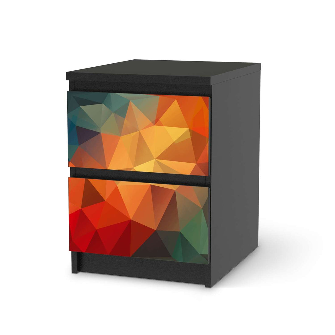 Möbelfolie Polygon - IKEA Malm Kommode 2 Schubladen - schwarz