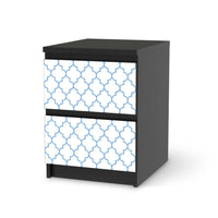Möbelfolie Retro Pattern - Blau - IKEA Malm Kommode 2 Schubladen - schwarz