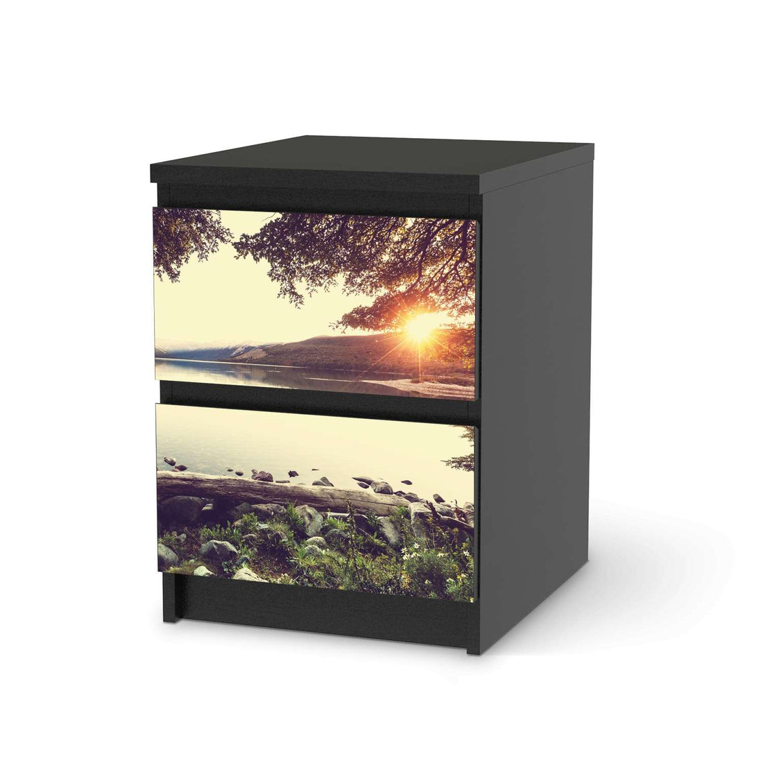 Möbelfolie Seaside Dreams - IKEA Malm Kommode 2 Schubladen - schwarz
