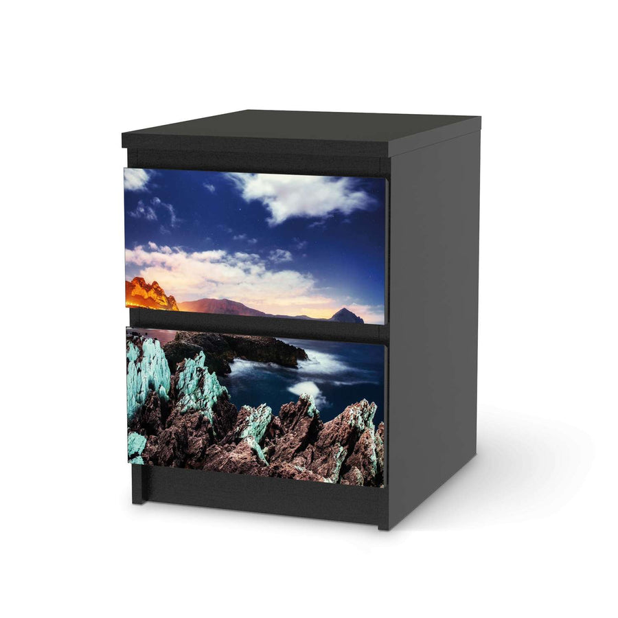 Möbelfolie Seaside - IKEA Malm Kommode 2 Schubladen - schwarz