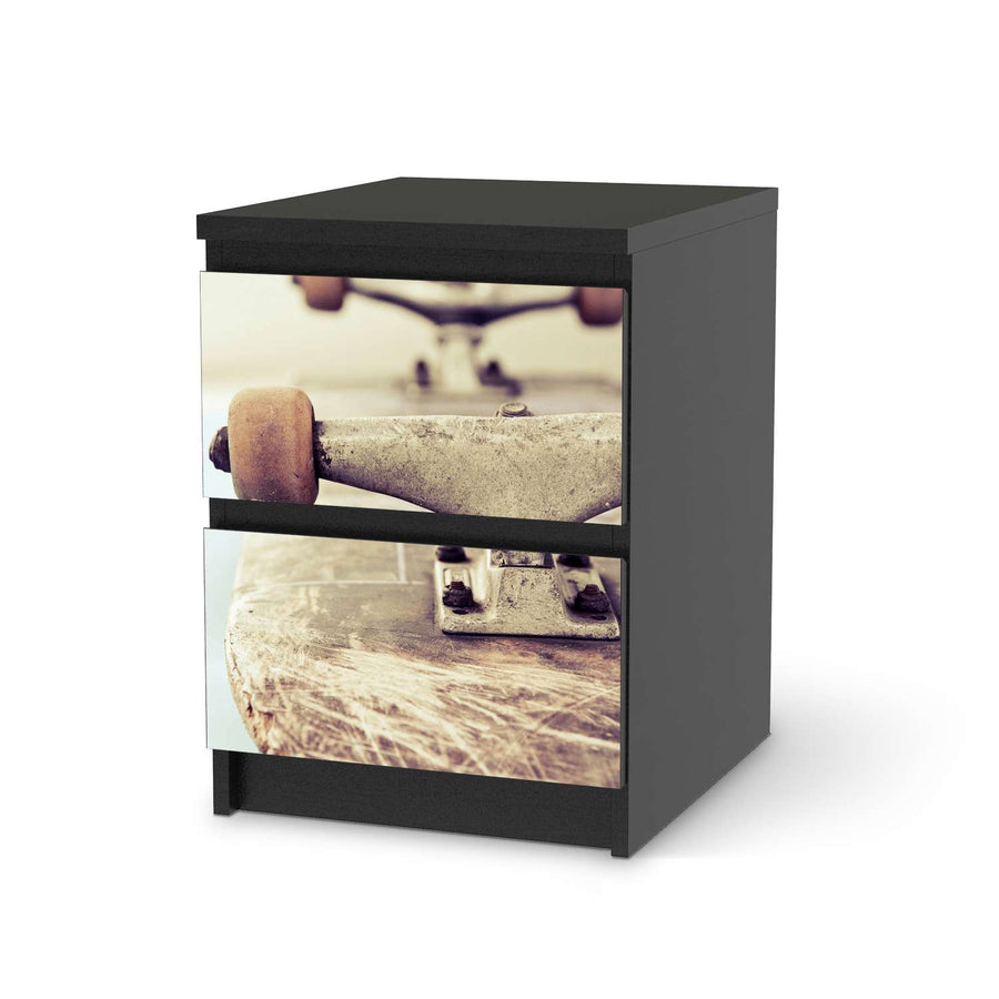 Möbelfolie Skateboard - IKEA Malm Kommode 2 Schubladen - schwarz