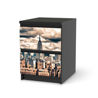 Möbelfolie Skyline NYC - IKEA Malm Kommode 2 Schubladen - schwarz